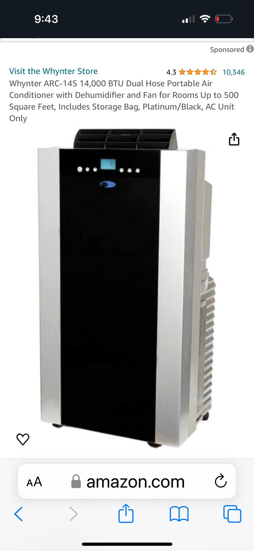 Whynter 1400 BTU Portable Air Conditioner 
