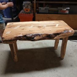 Live Edge Willow Bench W/ Maple Inlays