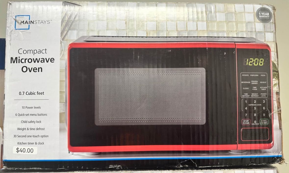 Mainstay 0.7 Compact Red Microwave