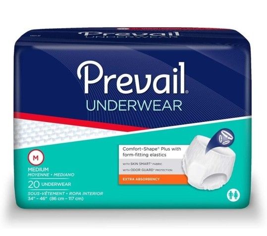 Prevail Extra Adult Underwear Diaper, Medium, Moderate Absorbency, PV-512 - Pack of 20
