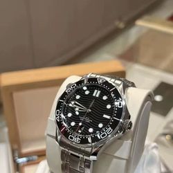 100% Authentic Omega Seamaster Pro 300M Master Chrono SS Black Dial Watch - Like New w/ Box