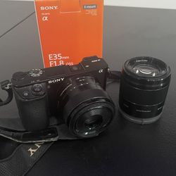 SONY A6000 W/ 2 SONY PRIME F1.8 Lenses 
