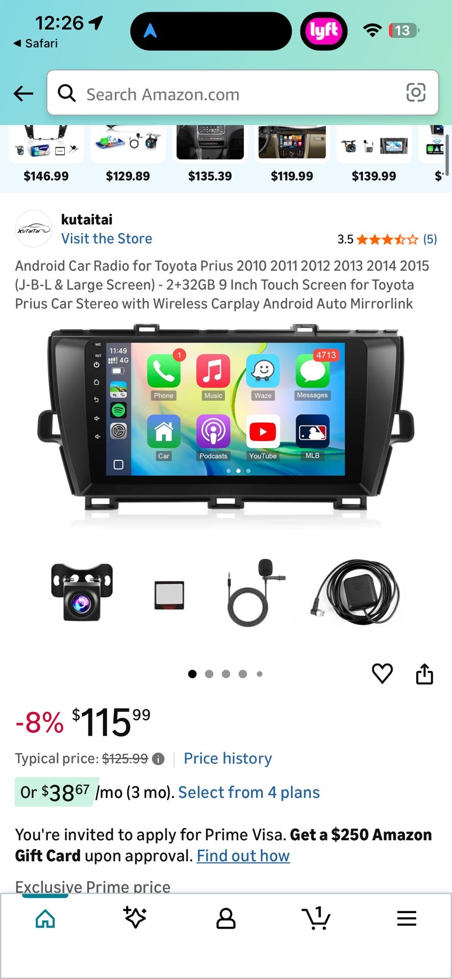 Android Car Radio for Toyota Prius 2010 2011 2012 2013 2014 2015 (J-B-L & Large Screen) - 2+32GB 9 Inch Touch Screen for Toyota Prius Car Stereo with 