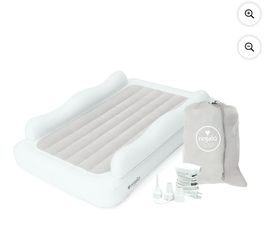 Regalo Inflatable Toddler Travel Bed with Safety Rails, Air Pump & Carry Bag, White