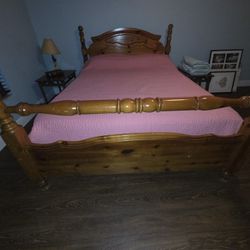Queen Pine Bed and Dresser with mirror
Queen mattress and box spring