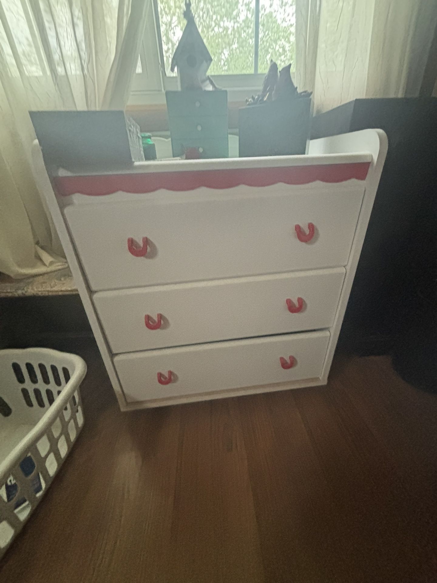 Dresser - White With Red Accents - Vintage - Bedroom