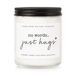 LUMELOOM Sympathy Gifts for Loss of Loved One, Memorial Gifts - 9oz Lavender Scented Soy Wax Candle - No Words Just Hugs, Bereavement, Grief, Think of