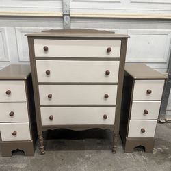 Solid wood, nightstand, and dresser set