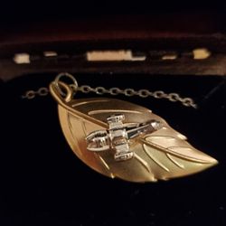 14K Gold/Sterling Silver Plated Firefly "Leaf on the Wind" pendant