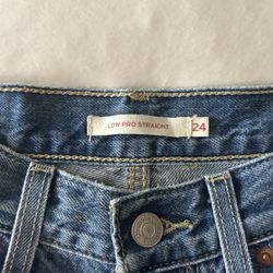 levi low pro straight dark denim jeans