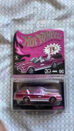 Hot Wheels 2018 Red Line Club Car, Exclusive Classic TV Series Pink Batmobile$300