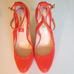 INC International Concepts Luceyorang Orange Daq High Heeled Shoes Size 8 M