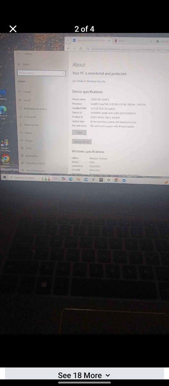 Dell Inspiron 7573 2-in-1 Touchscreen, 15.6" laptop, 512gb HD, 16gb RAam, i7 8th gen