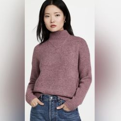 Madewell Dillon Pullover Mock Neck Wool Alpaca Blend Heather Loganberry Pink Sweater, size XS