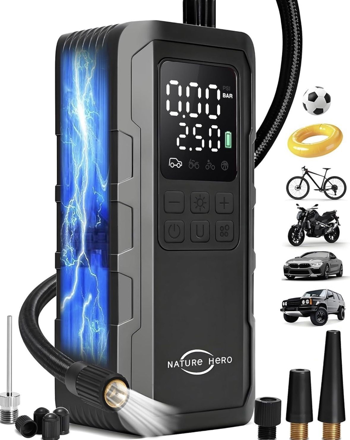 Tire Inflator Portable Air Compressor - 150PSI Cordless Portable Air Pump