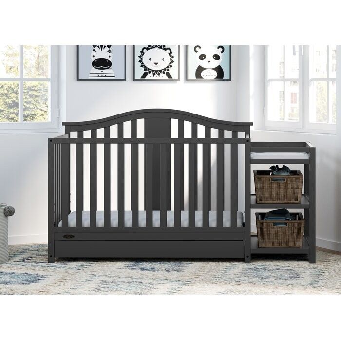 New Graco Solano Crib & Changer W/Drawer Gray