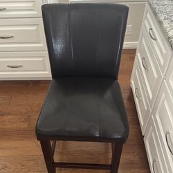 (2) Chocolate Brown Faux Leather Counter Stools