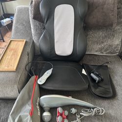 2-PIECE MASSAGE BUNDLE | Quad Roller Back Cushion + Handheld Percussion Massager | Full Setup Ready to Use