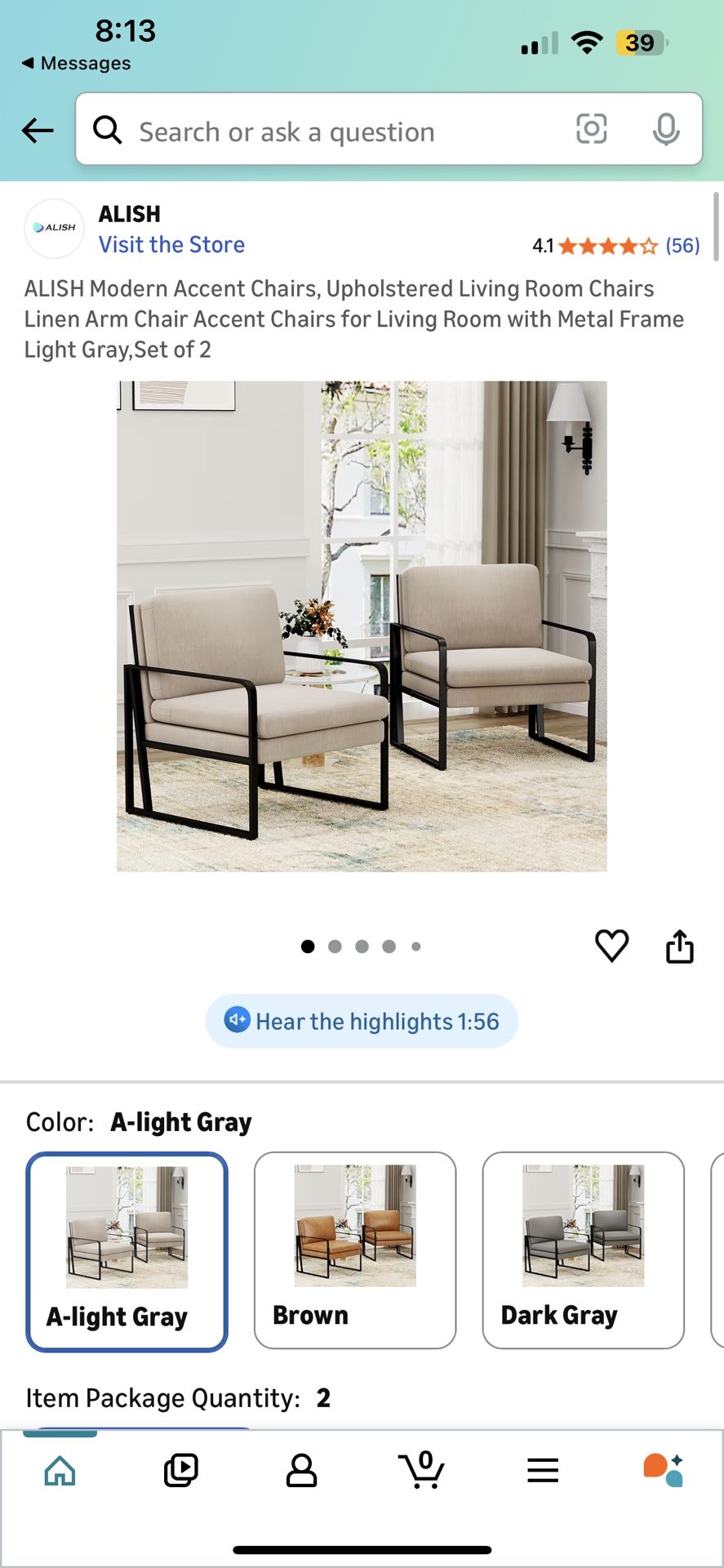 Brand New Alish Accent Chairs - Beige