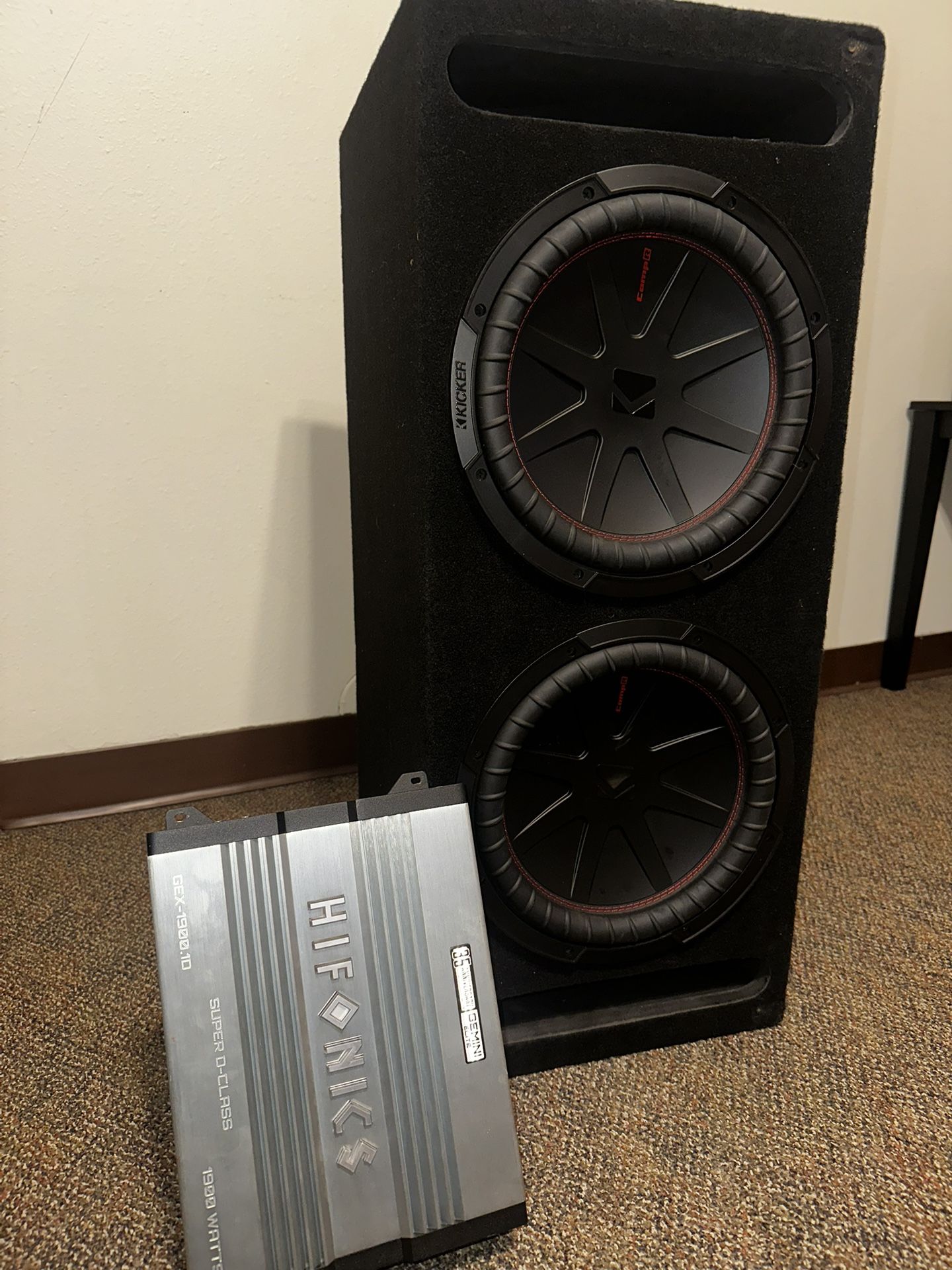 Kicker CompR 12” Subs + Hifonics 1900W Amp