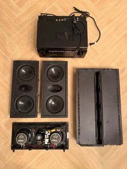 In wall speaker system (L/R & Middle speaker + in wall subwoofer & covers)