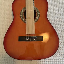 New Pyle 36" Classic Acoustic Guitar, Gig Bag and Accessories, Rose Bloom Color