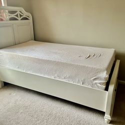 White Twin Bed Frame with Mattress