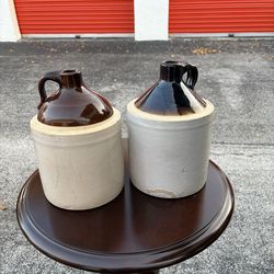 2 Vintage Whiskey Moonshine Jugs