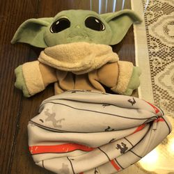 Star Wars Grogu Plush Toy With Space Ship Holder
