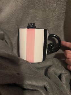 Ceramic Cat Mug with 3D Cat Figurine