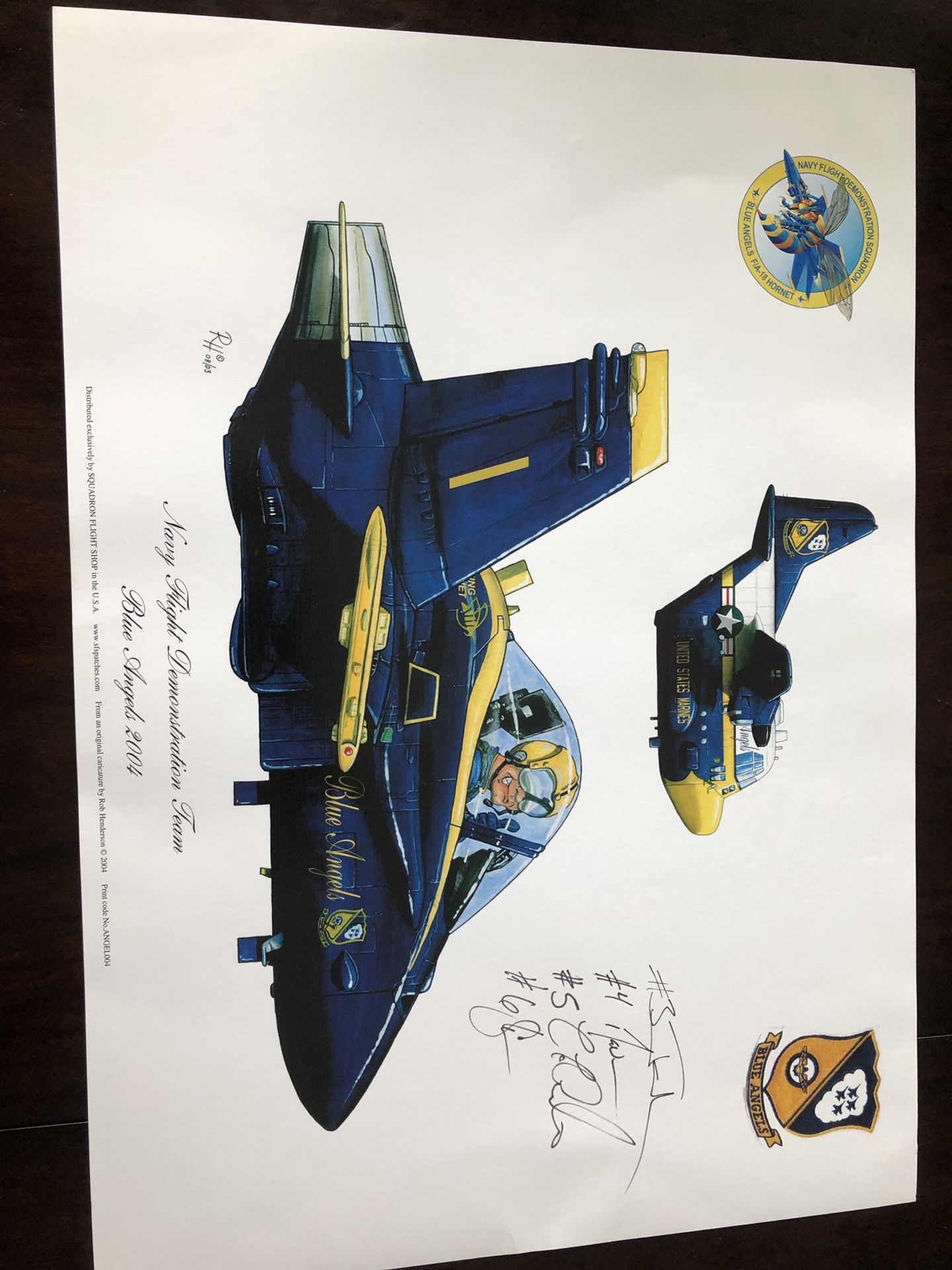 Navy Blue Angels signed poster