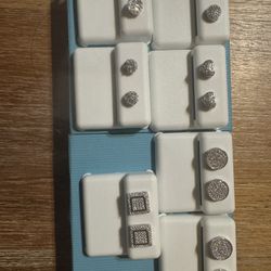 Silver Diamond Earrings Bundle