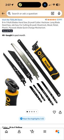 8-in-1 Multi-Blade Hand Saw Set with Drywall Cutter & 8 Blades - New