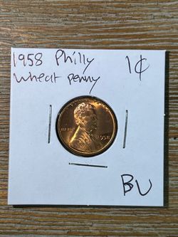 1958 Philadelphia Lincoln Wheat Penny Coin BU