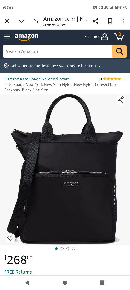 Kate Spade Convertible Backpack Black