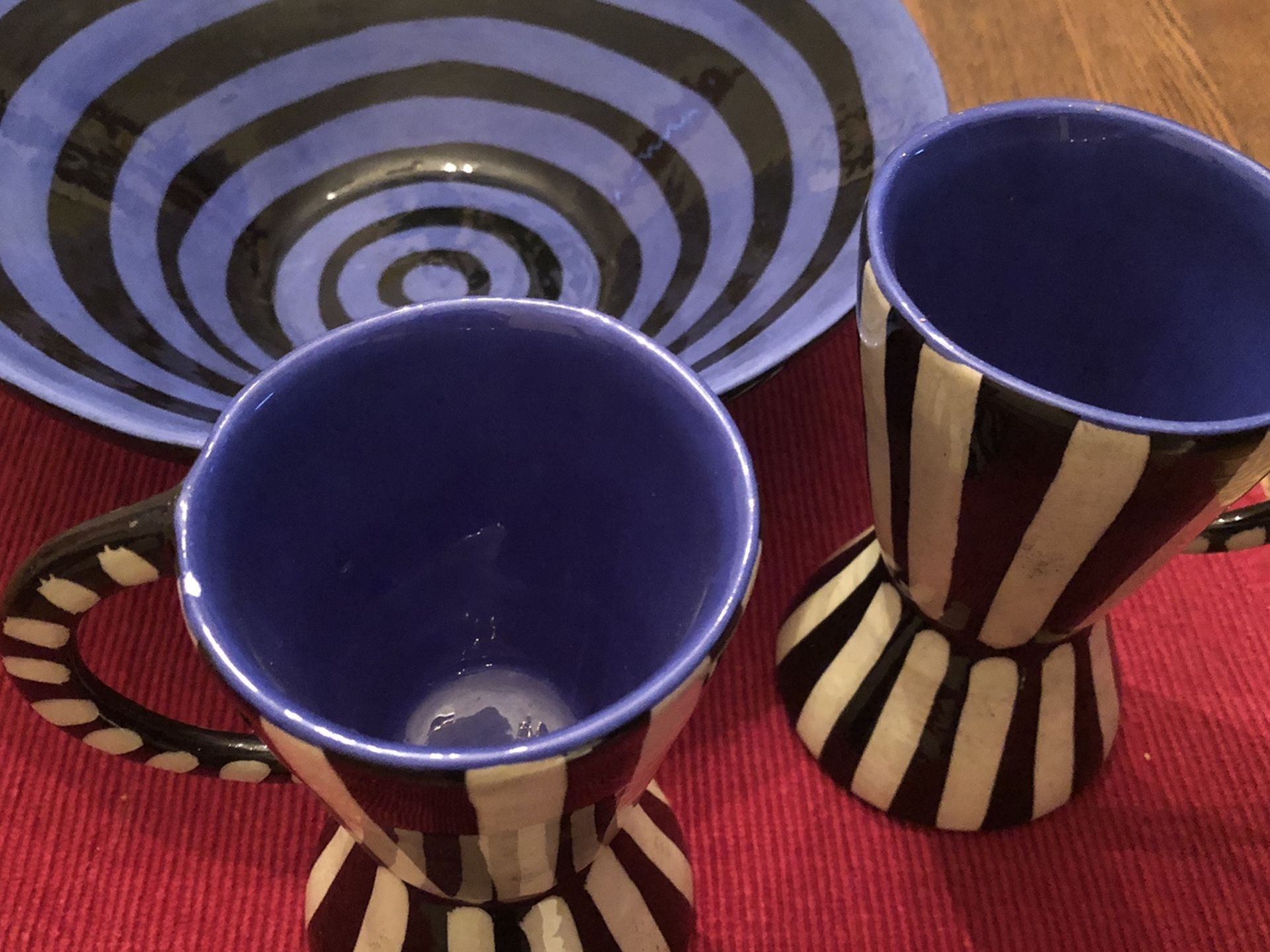 Hand Painted 2 Mugs & Bowl