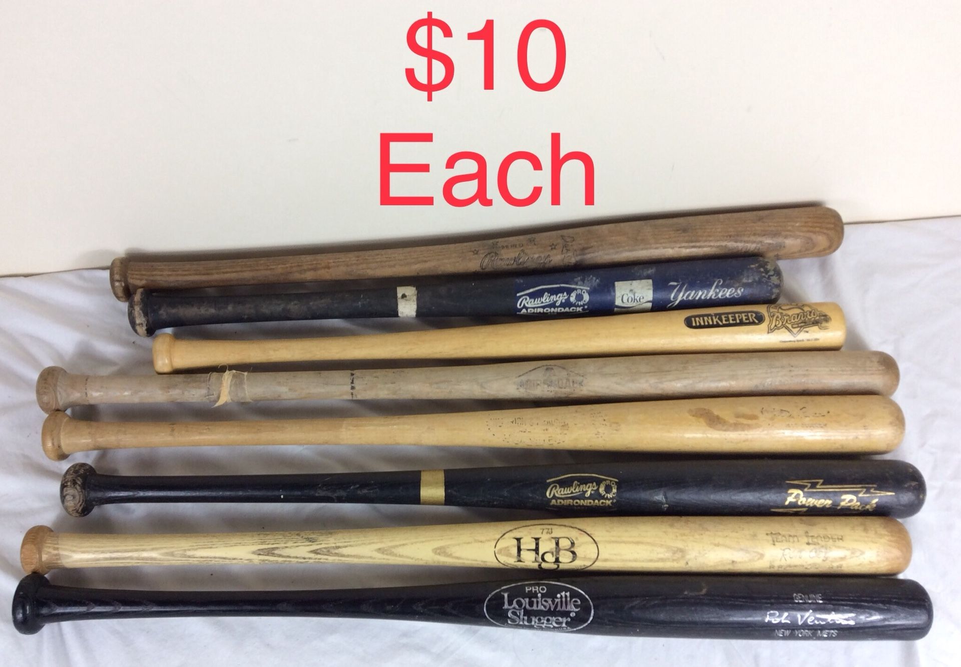 Vintage Wooden Baseball Bats $10 Each Hillerich & Bradsby Co, Rawling, Spalding, etc
