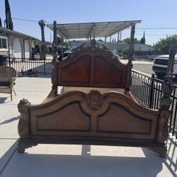 Antique bed frame with furniture