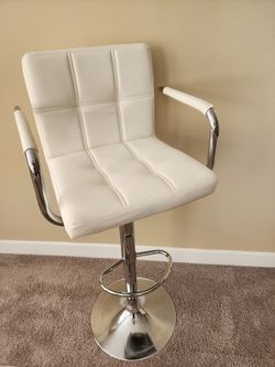 MOVE OUT SALE! EVERYTHING MUST GO TODAY! Two Square Back With Armrest Adjustable 32.5" Bar Stools Upholstery: White