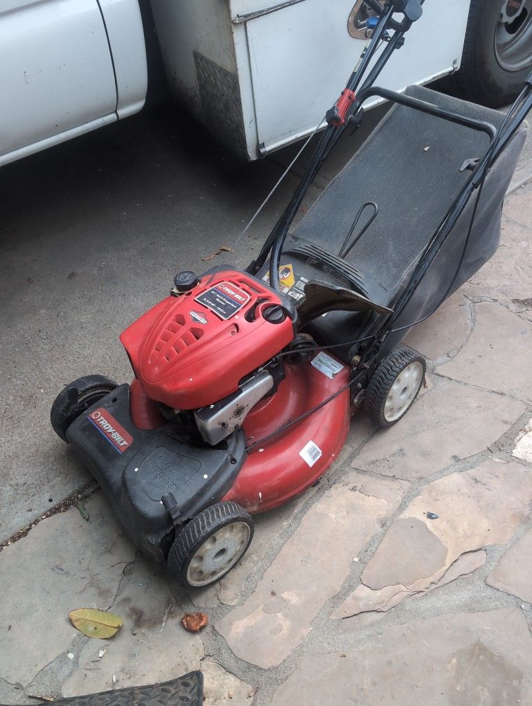 lawn mower and weed wacker Troy-Bilt starts right away both