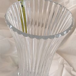 Tall Clear Crystal Vase Ribbed 