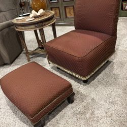 Arhaus Side Chair And Ottoman 