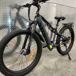 Electric Endurance Mountain E-Bike, 27.5x3.0 All Terrain Tire, 28mph, Thumb Throttle + Pedal assist  + Rear Rack 