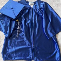 Kids Kindergarten Graduation Blue  Zipper Robe And Cap