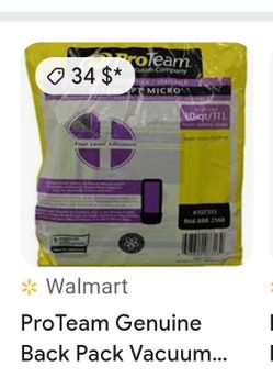 ProTeam MegaVac 10 Quart Intercept Micro Vacuum Cleaner Bags / 12-pieces Genuine OEM 100331