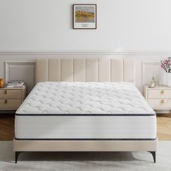 New 12 in King Medium Plush Hybrid Memory Foam Mattress w/ Pocket Spring, Cooling, White