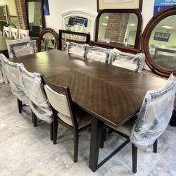 Open Box Wooden Table And 8 Chairs 