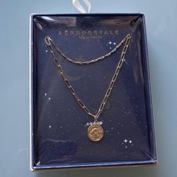 Aeropostale Snake Coin Double Chain Necklace 