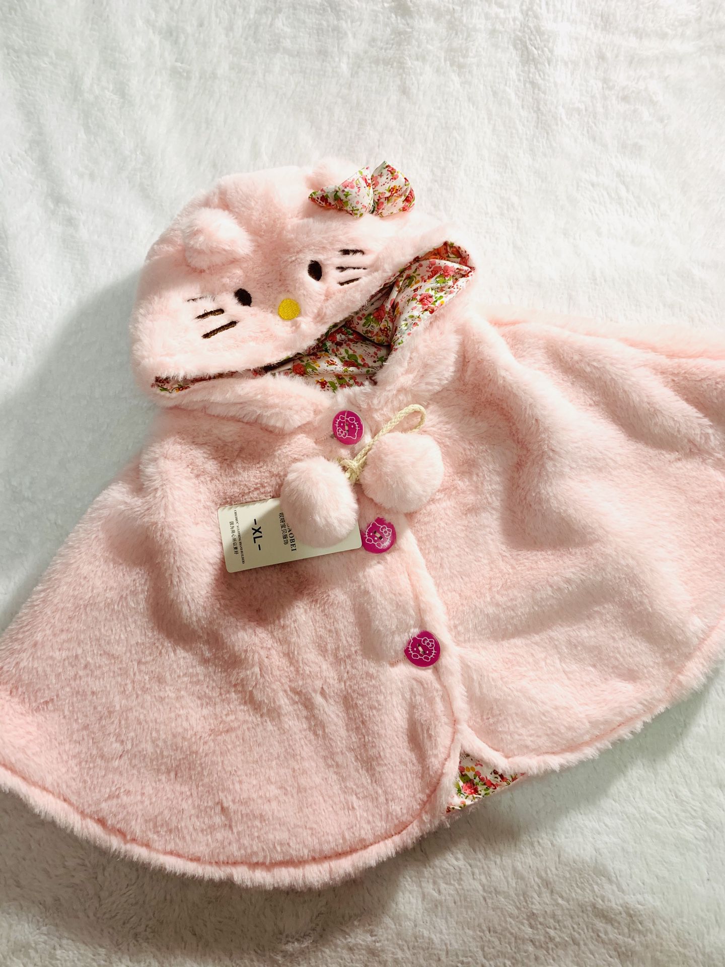 1-3 Yrs Pink Hello Kitty Warm Poncho