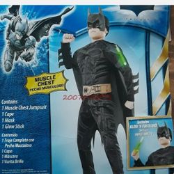 Glow Stick Batman Costume Dark Knight Trilogy Muscle Chest Boy Medium 8
